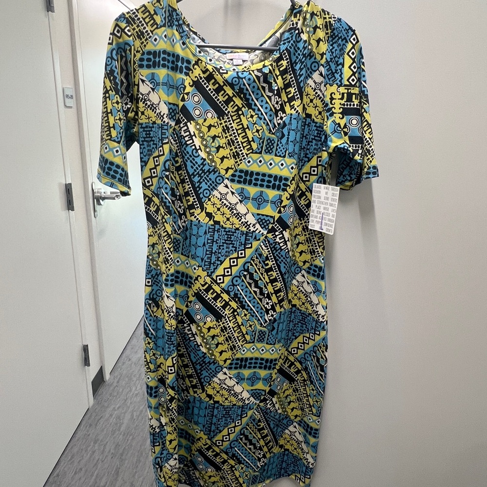 9. LuLaRoe Multicolor Geometric Print Dress